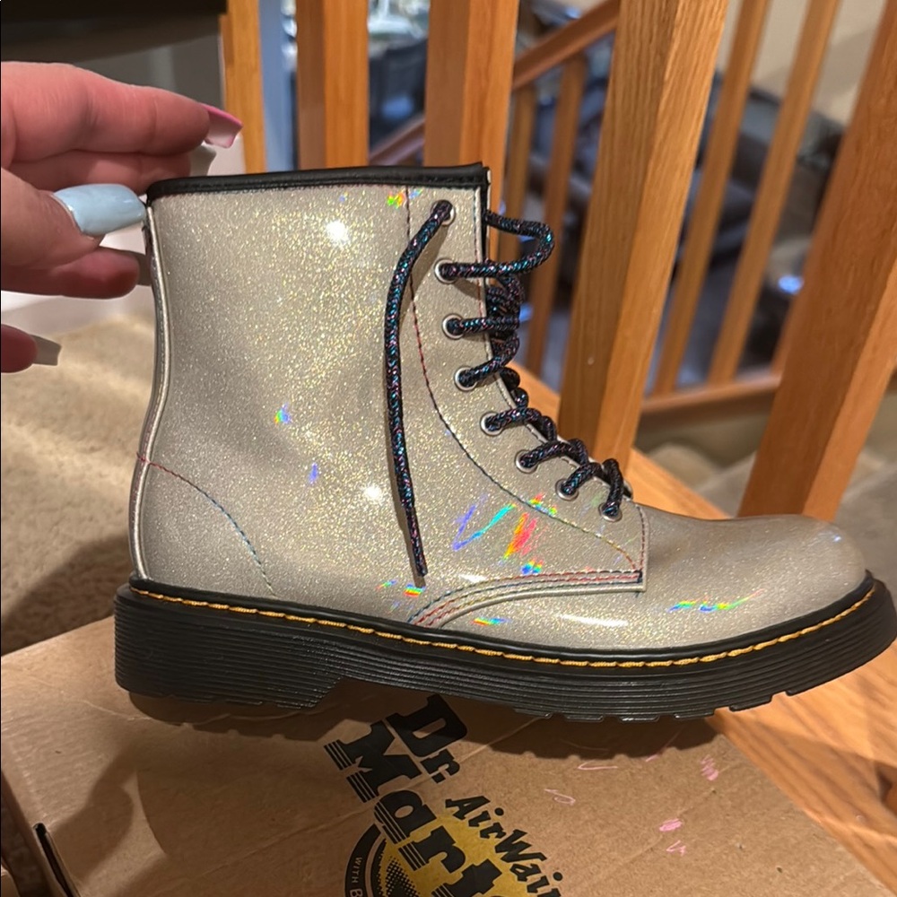 Iridescent Lace-Up Boots